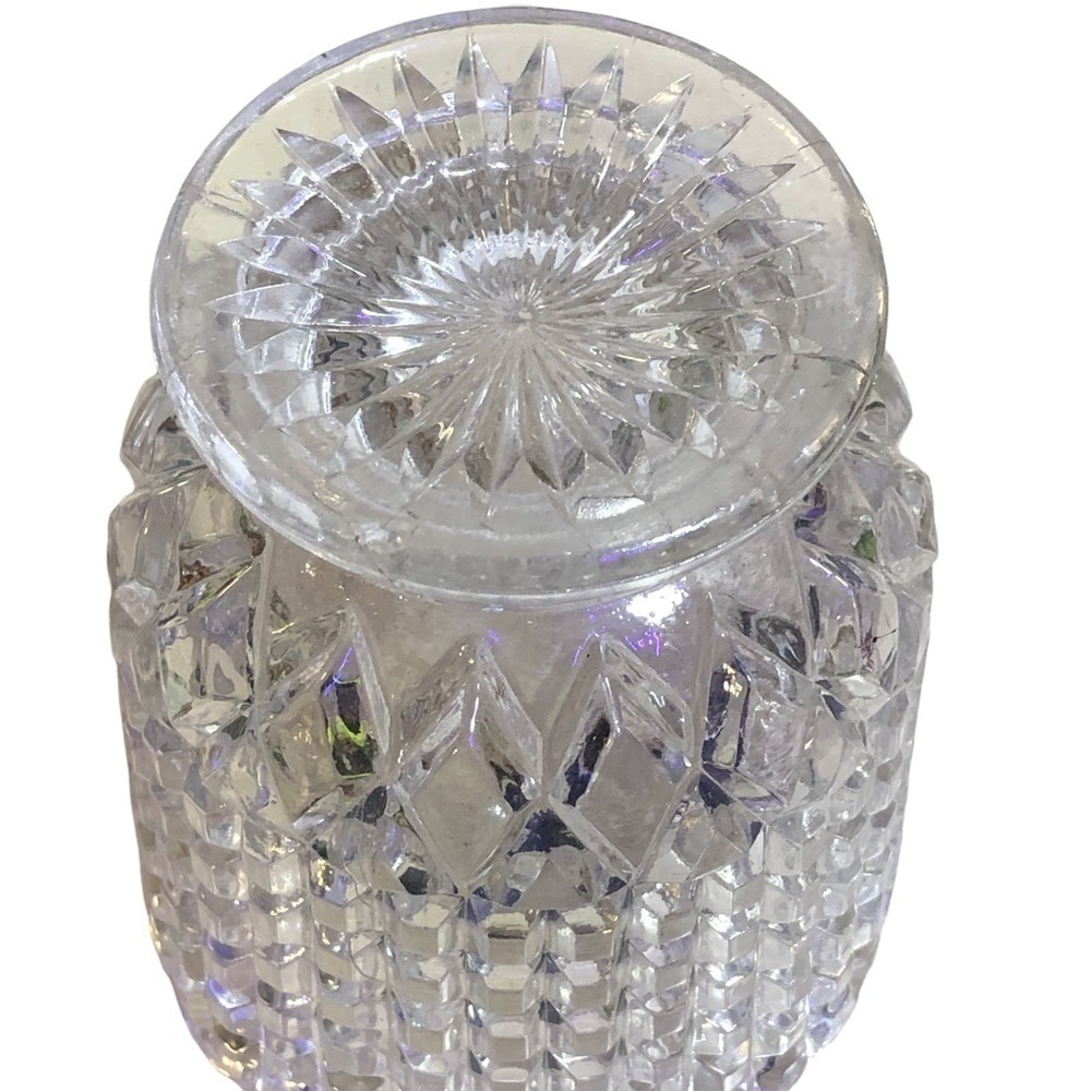 Vintage Crystal Waffle Block Pedestal Spooner 4.5” Tall - Picture 4 of 10